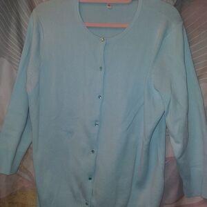 Croft & Barrow Light Blue Women's 3/4 Sleeve Sweater L